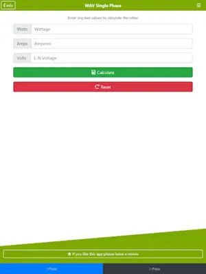Watts Amps Volts Calculator android App screenshot 0