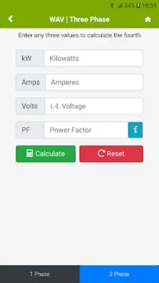Watts Amps Volts Calculator android App screenshot 3
